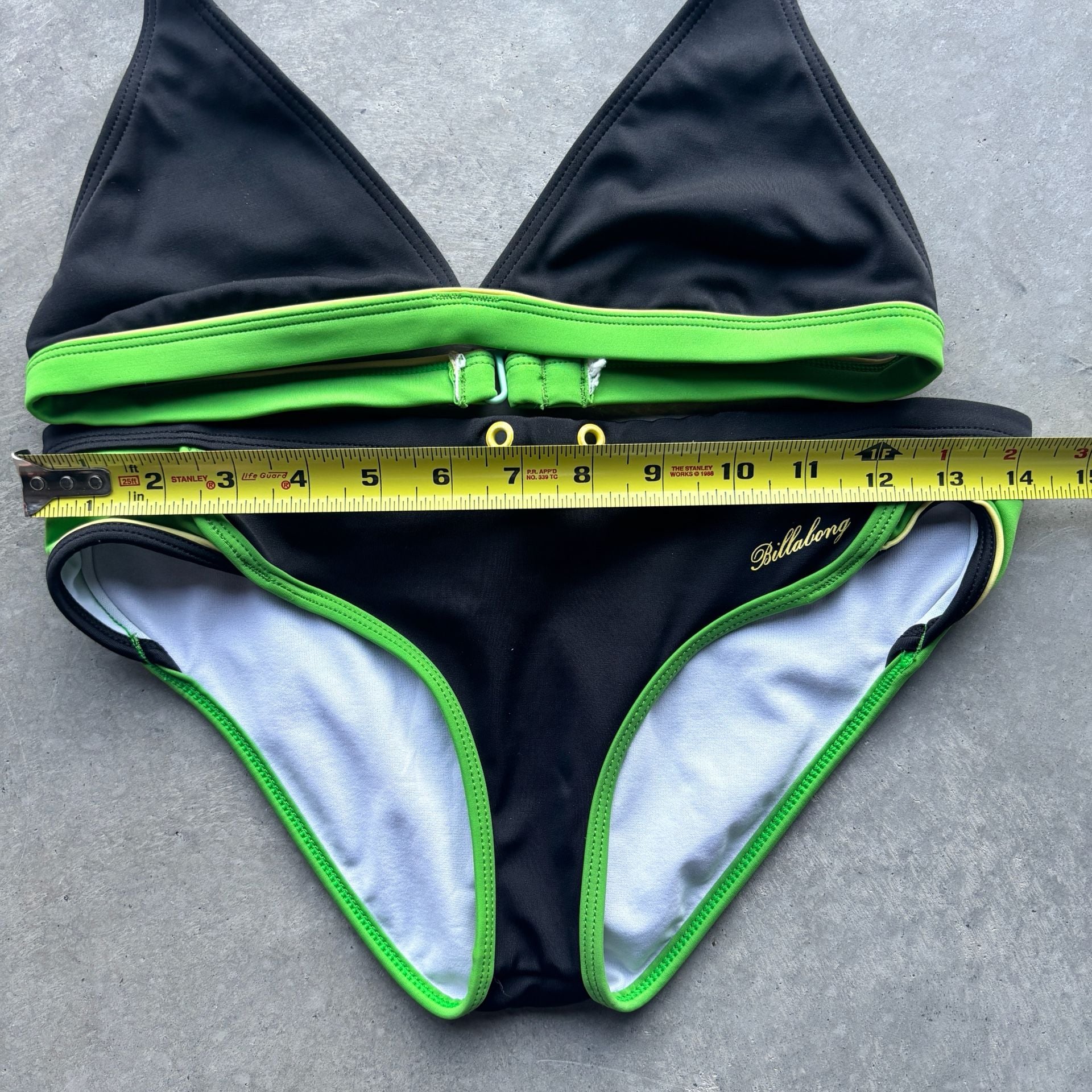 2000’s Y2K Billabong Bikini Set Black Green Halter Swimsuit 3