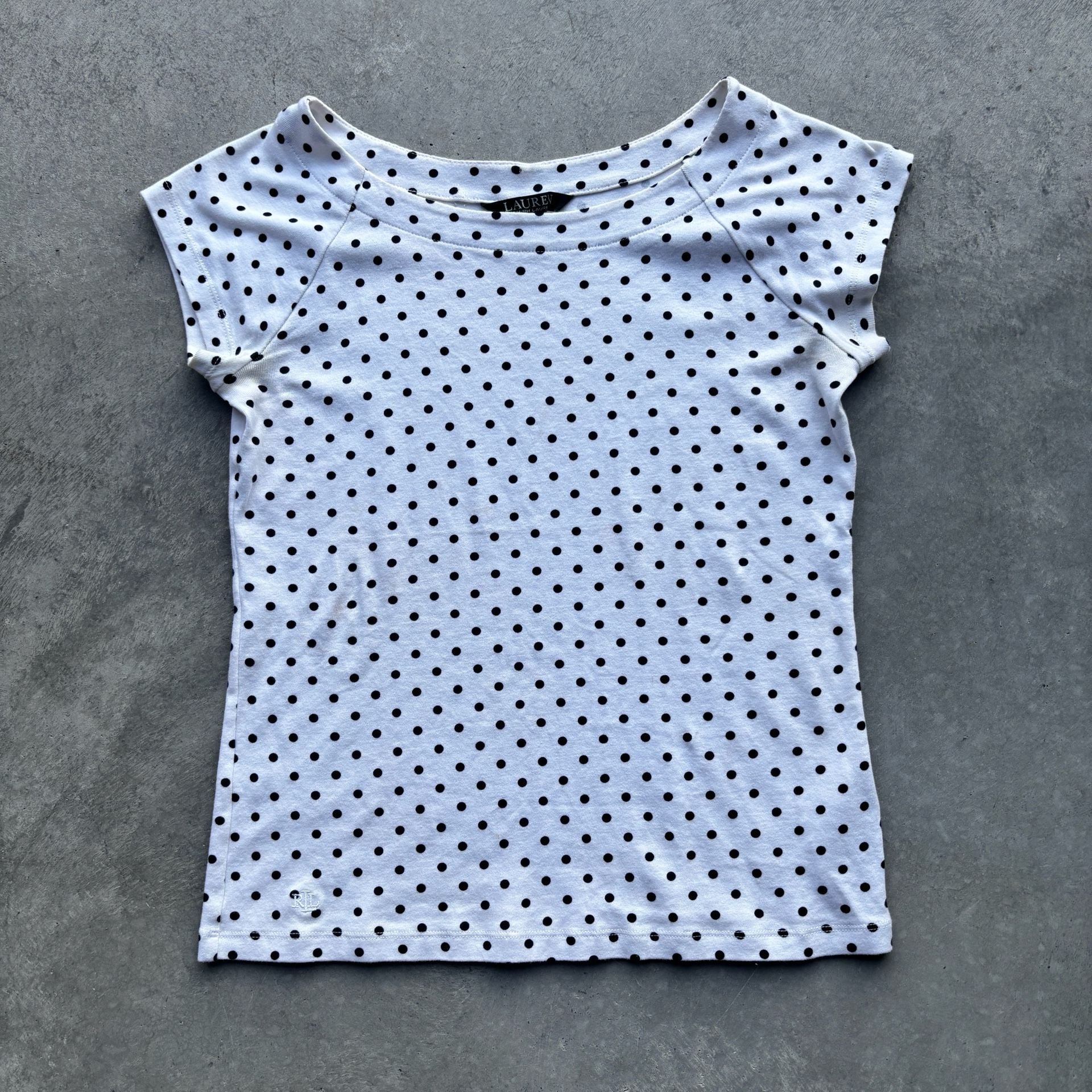 2000’s Y2K Lauren Ralph Lauren Polka Dot Short Sleeve Baby Top Size M 2