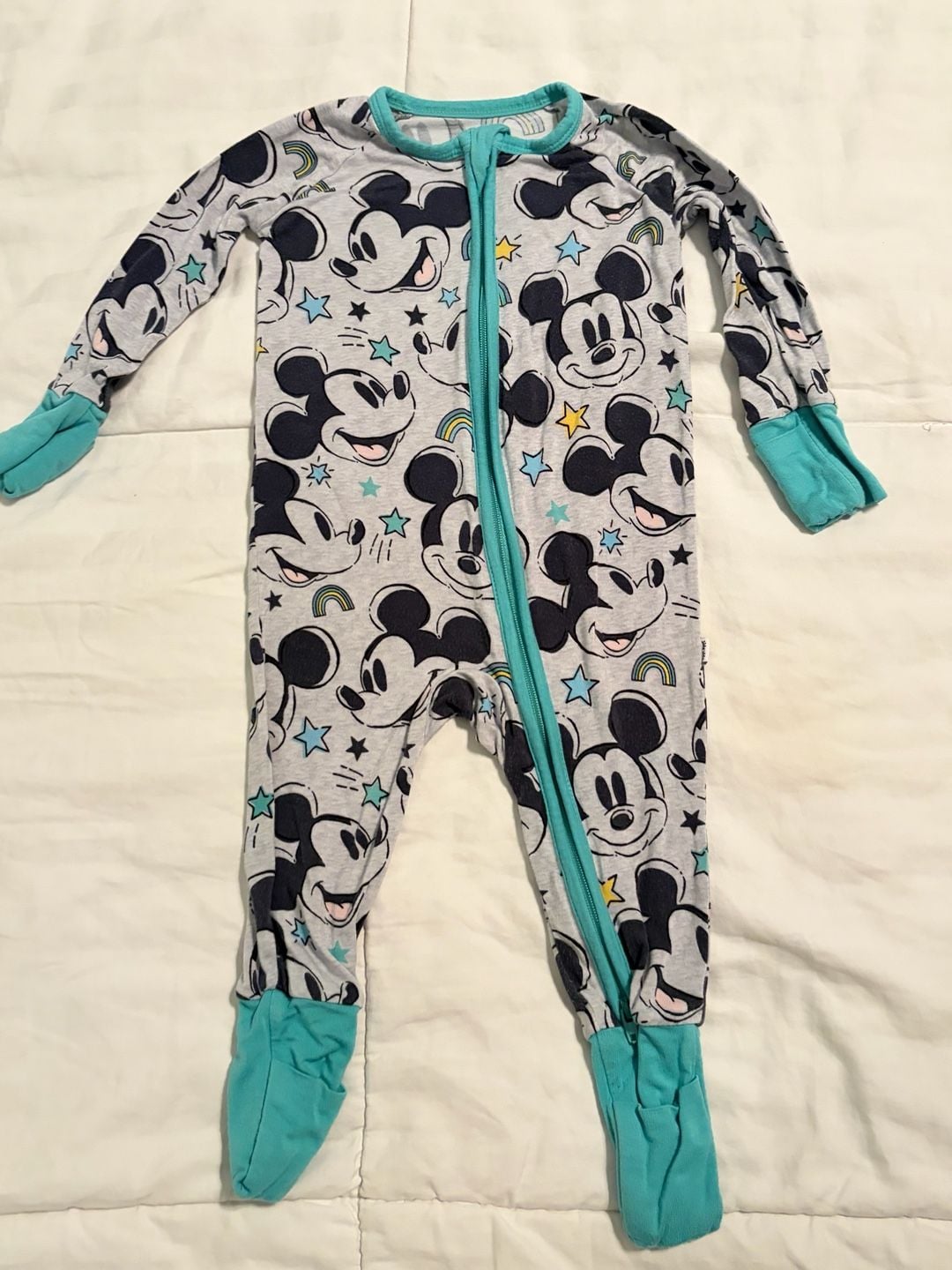Little Sleepies Blue Mickey Mouse Forever Zippy Size 3-6 Months Pajamas 1