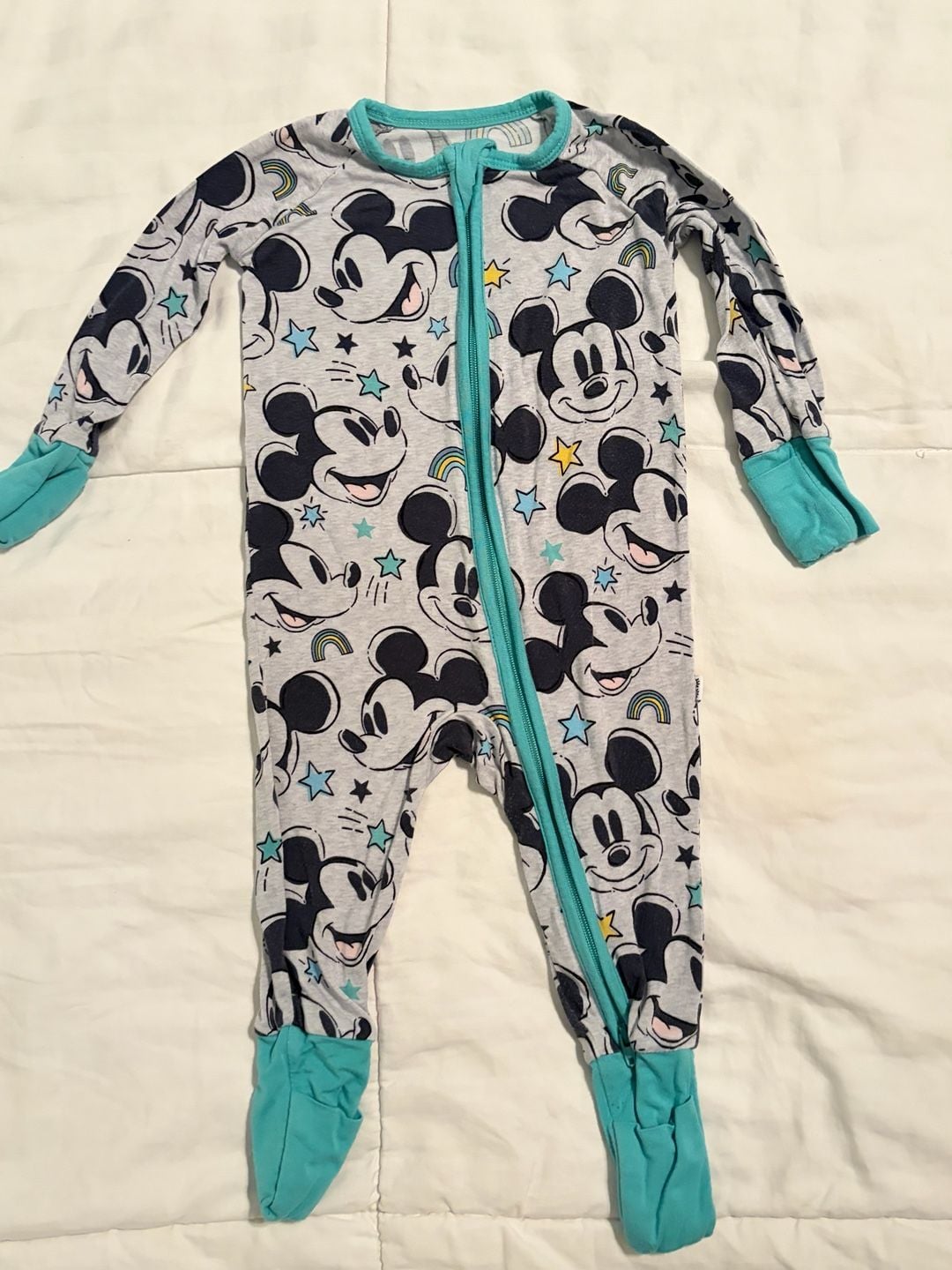 Little Sleepies Blue Mickey Mouse Forever Zippy Size 3-6 Months Pajamas 2