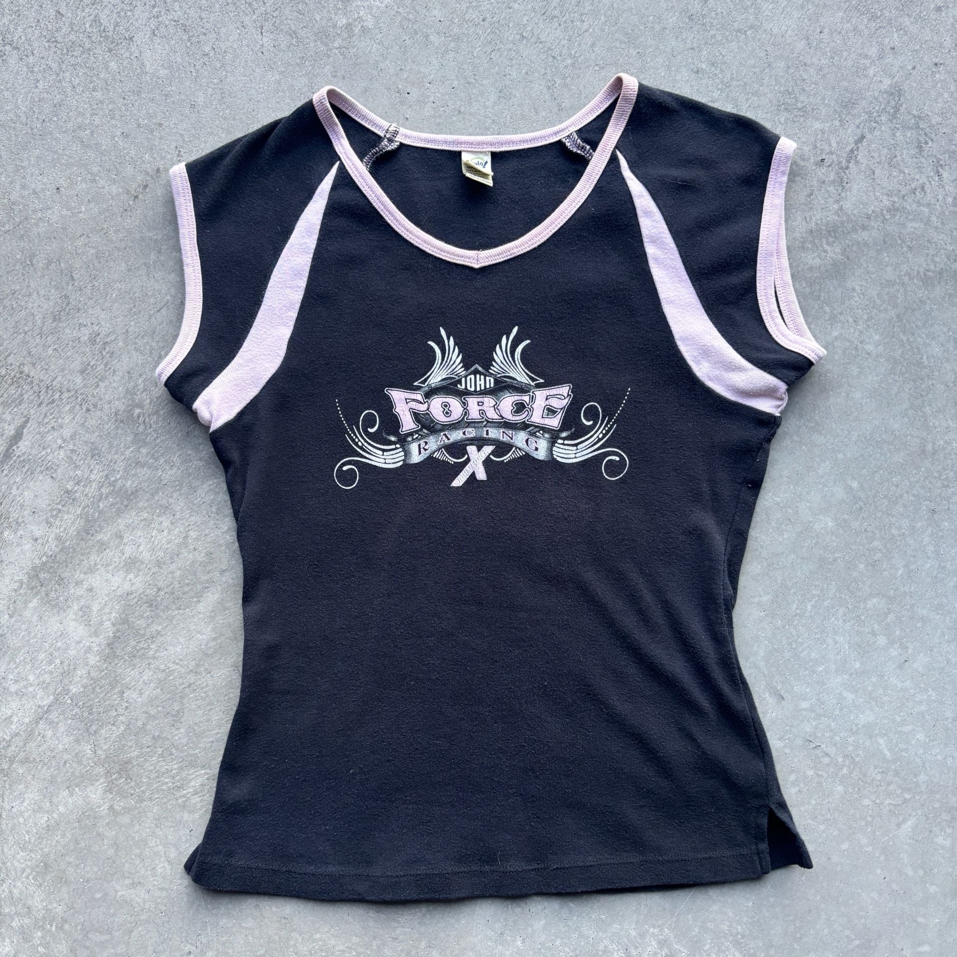 2000’s Y2K John Force Racing Tank Top Baby T-Shirt NHRA Size M 2