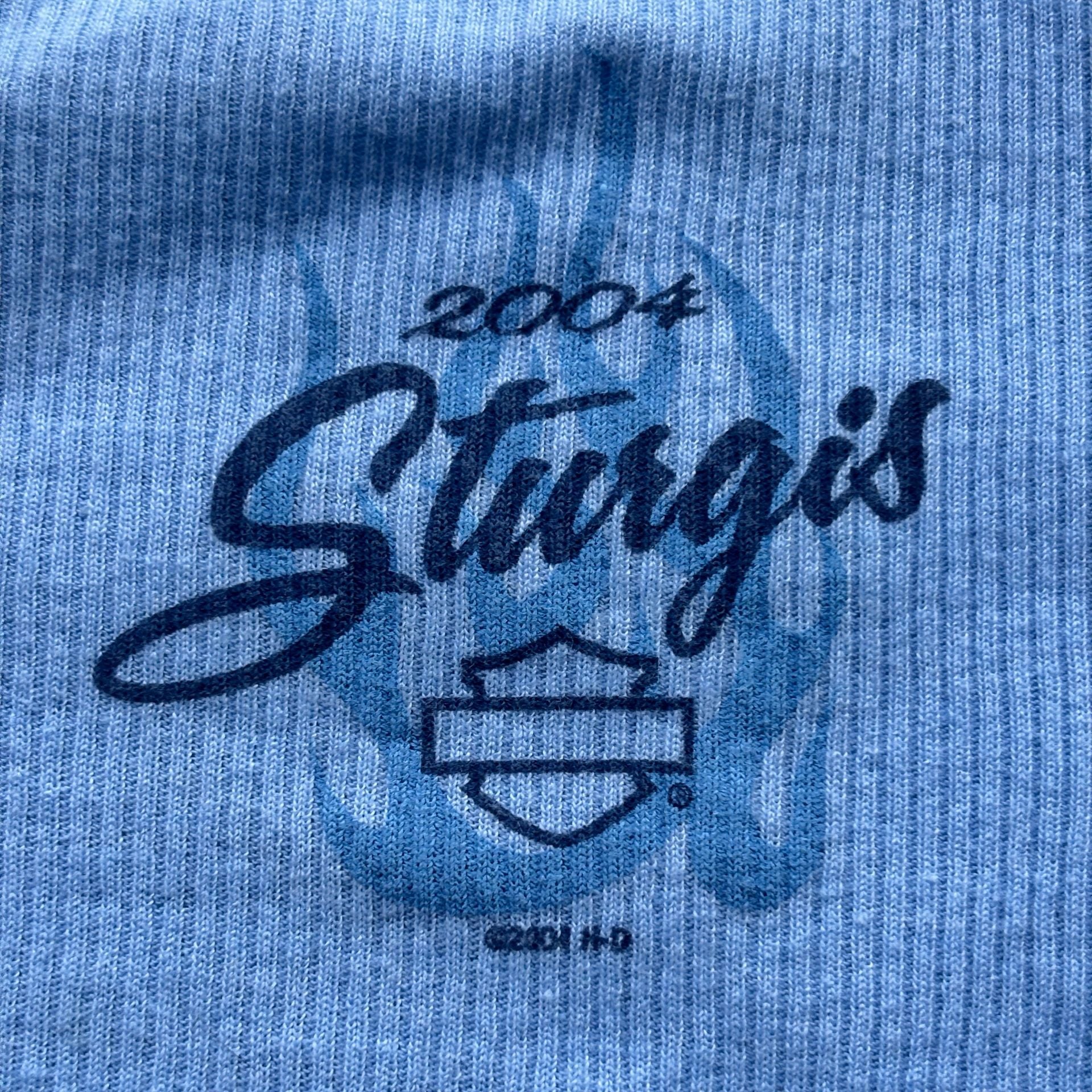 2004 Vintage Harley Davidson Sturgis Ribbed Top Blue Lace Size S 4