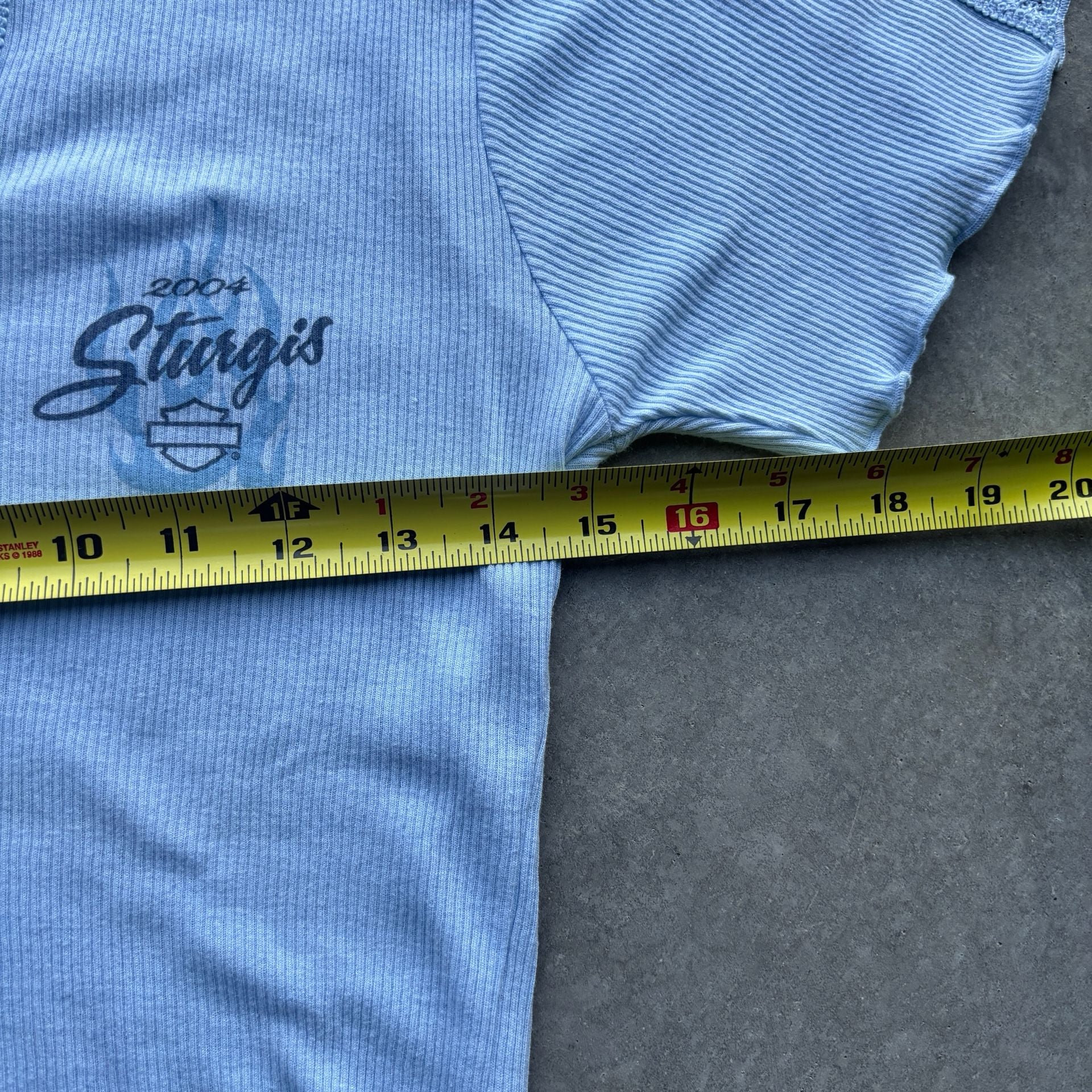2004 Vintage Harley Davidson Sturgis Ribbed Top Blue Lace Size S 7