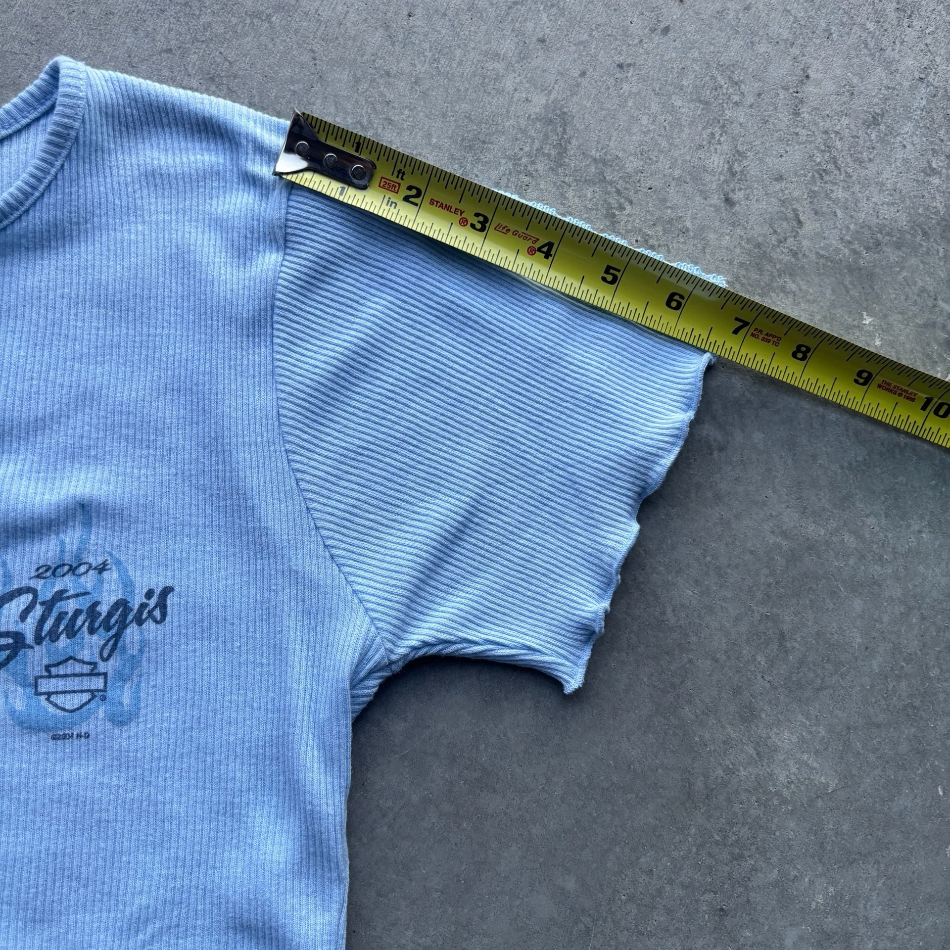 2004 Vintage Harley Davidson Sturgis Ribbed Top Blue Lace Size S 9