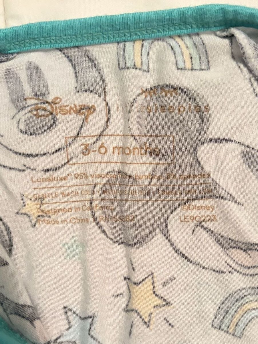 Little Sleepies Blue Mickey Mouse Forever Zippy Size 3-6 Months Pajamas 3