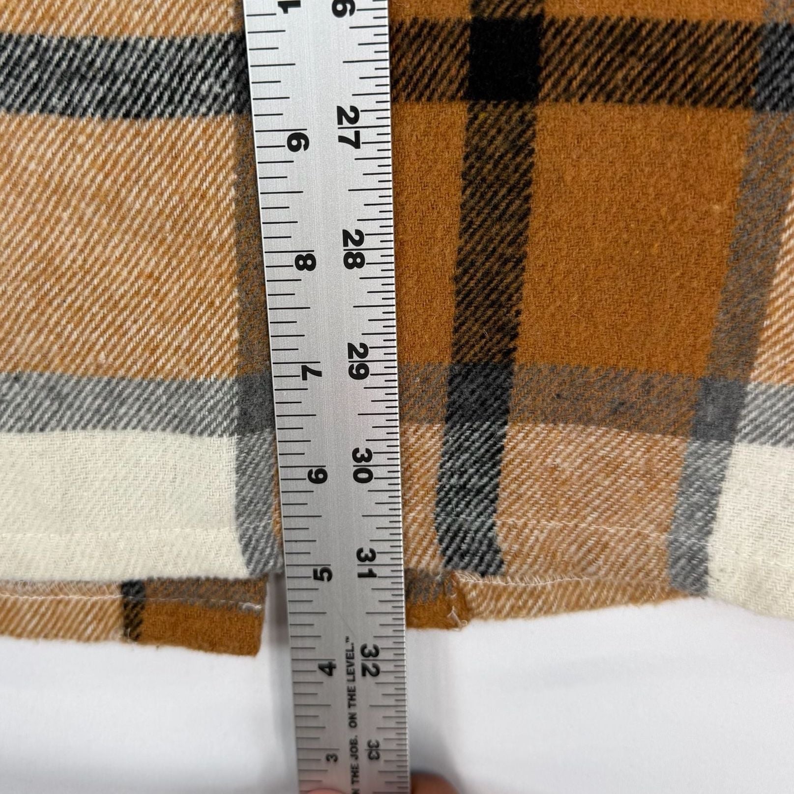 Hayden Los Angeles Plaid Shacket Coat L Brown Cream Button Front Patch Pockets 7