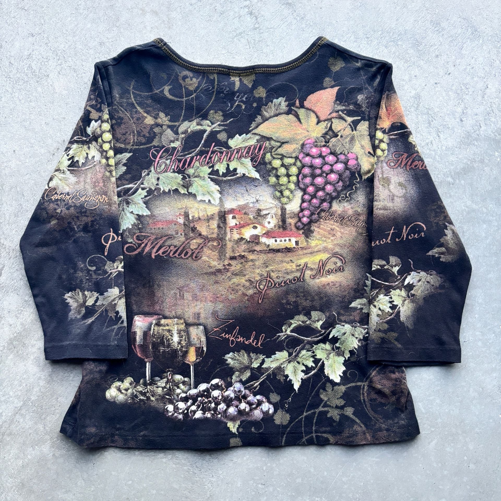 2000’s Vintage Y2K Wine Print Long Sleeve Shirt Cactus Size L 8