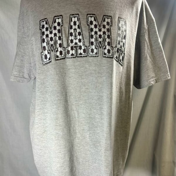 Gildan Mama Soccer Graphic T-Shirt Gray