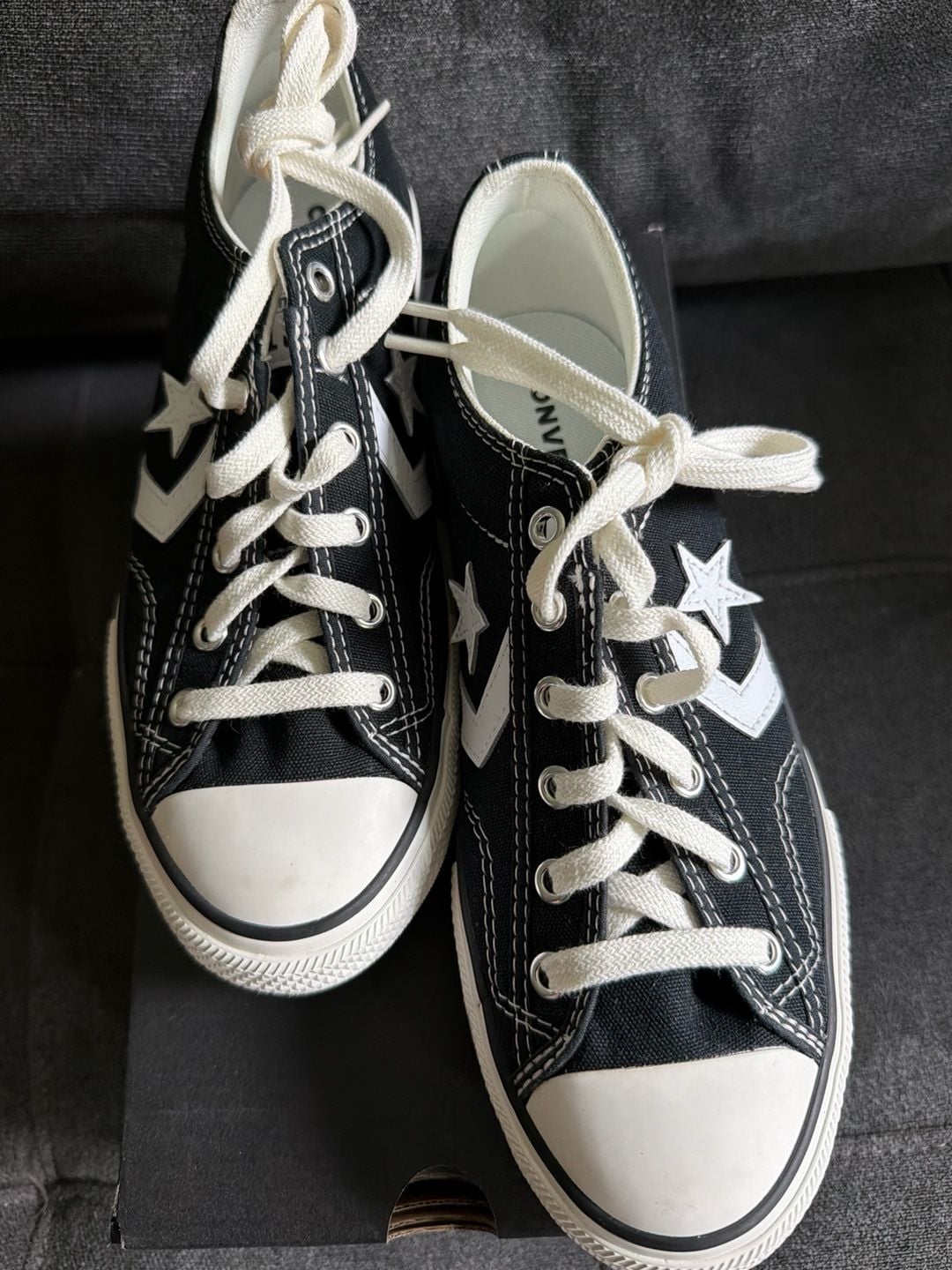 Converse Star Player 76 Size 4.5 Black White Canvas Sneakers 4