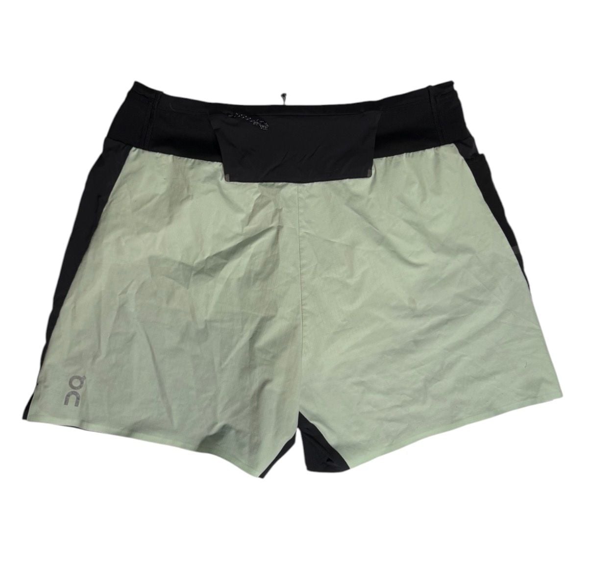 Men’s On Cloud Two-Tone Split Running Shorts Dark Gray Front Seafoam Back XL 3