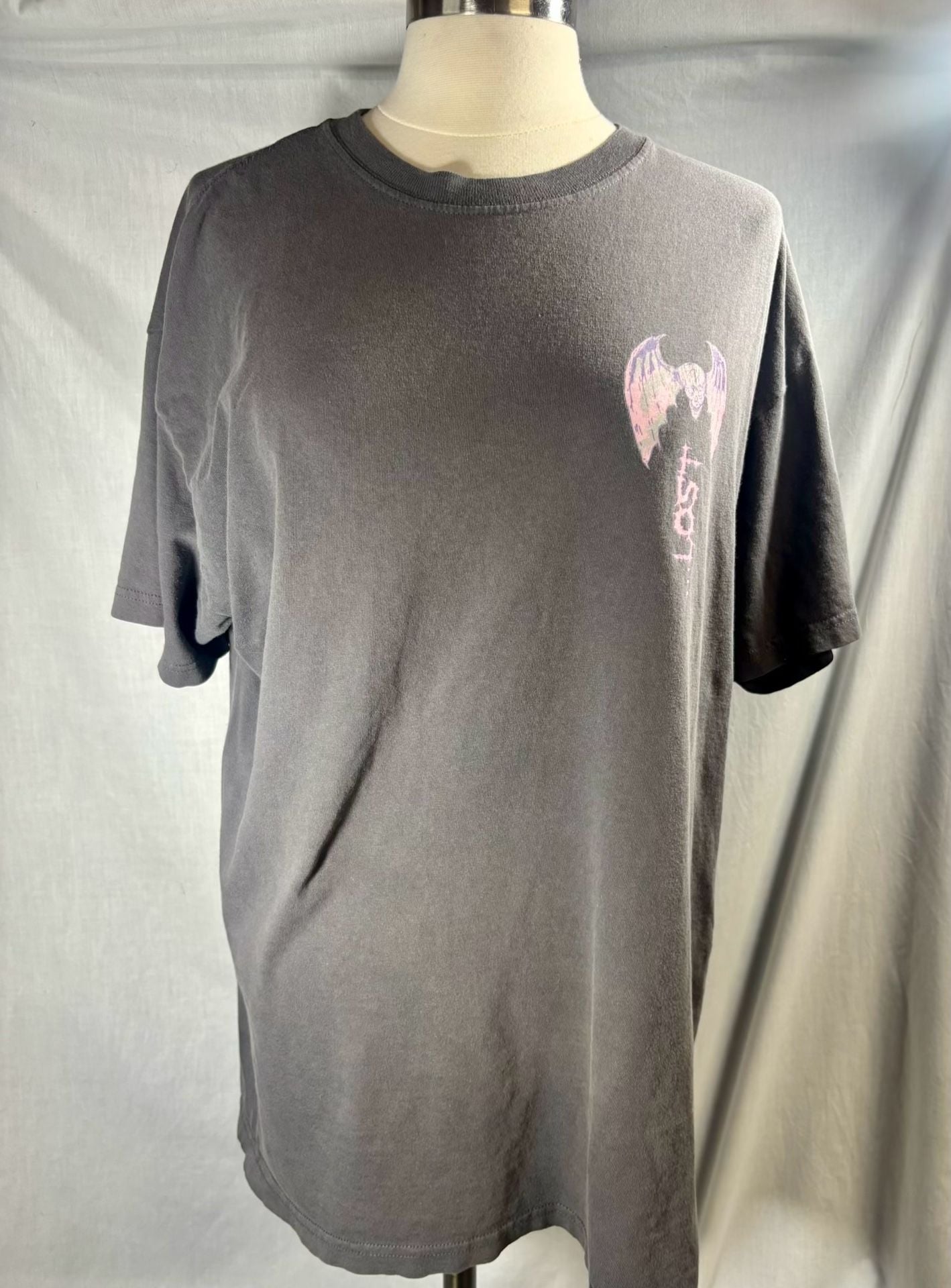 Lost Enterprises T-Shirt Size Large Dark Gray Skull Wing 2
