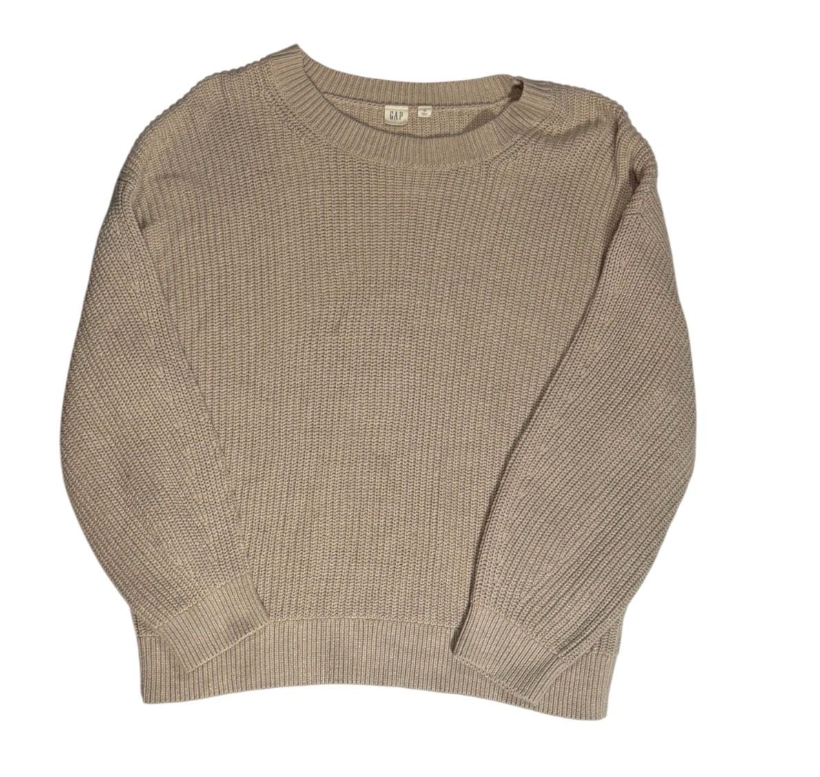 Gap Crewneck Sweater Size XL Beige Cotton Blend Ribbed Knit Long Sleeve 2