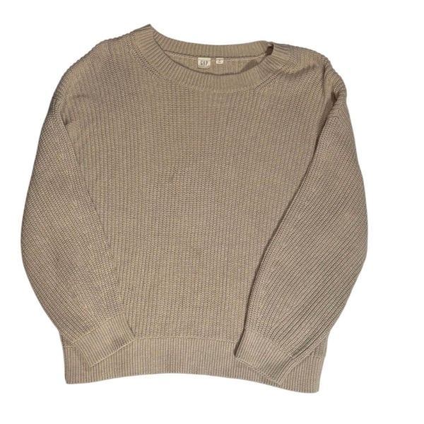 Gap Crewneck Sweater Size XL Beige Cotton Blend Ribbed Knit Long Sleeve
