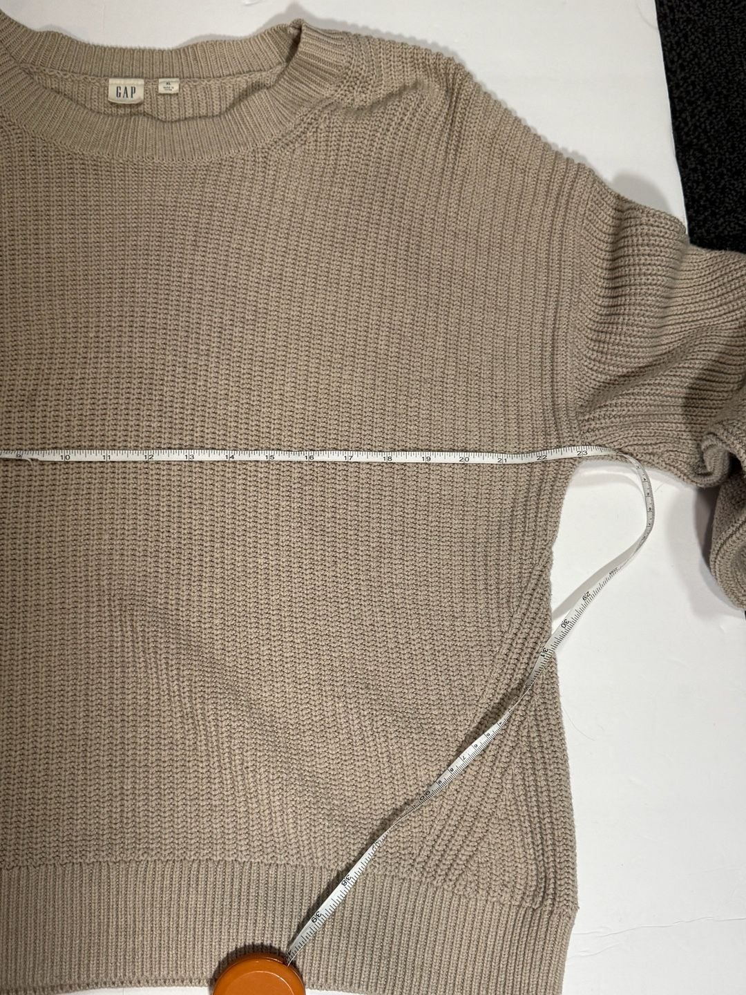 Gap Crewneck Sweater Size XL Beige Cotton Blend Ribbed Knit Long Sleeve 5