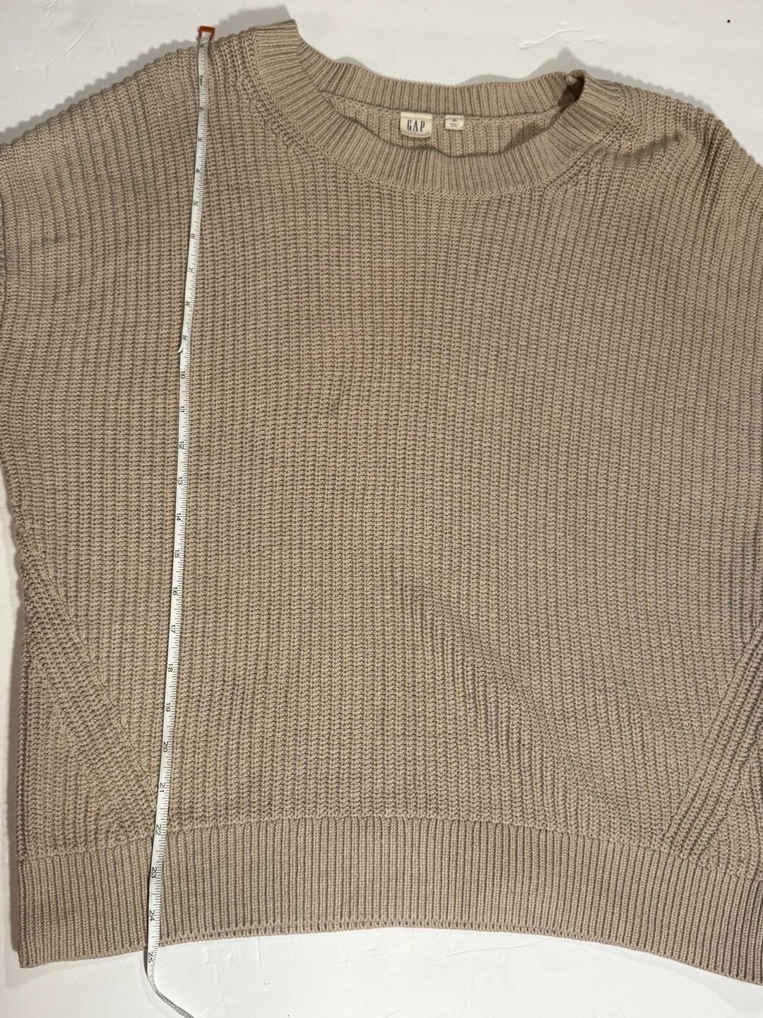 Gap Crewneck Sweater Size XL Beige Cotton Blend Ribbed Knit Long Sleeve 6