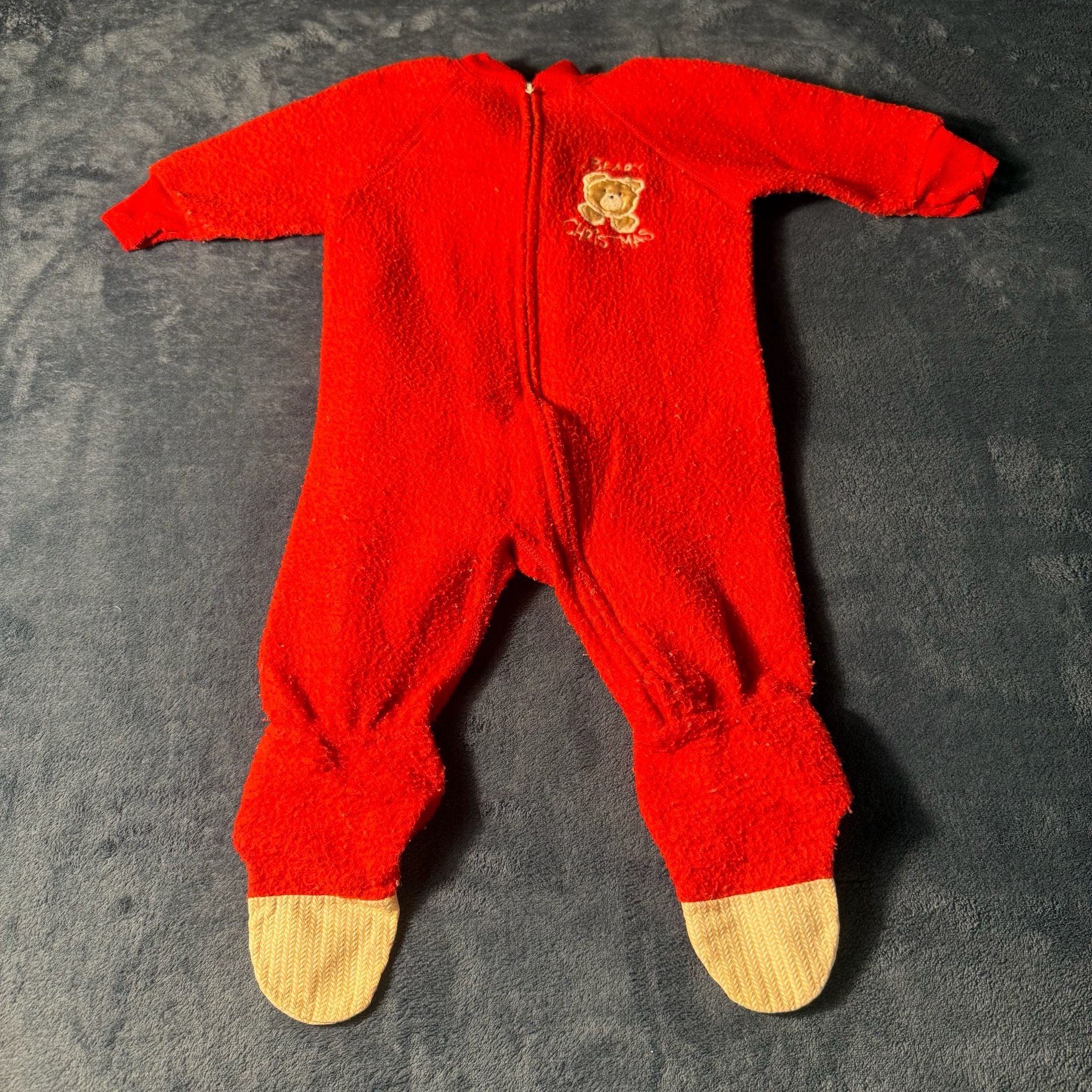 Vintage Okie Dokie Size 18 Months Red Fleece Sleeper 2