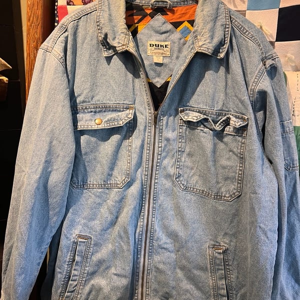 Duke Haband Denim Jacket Size L Southwestern Flannel Lined