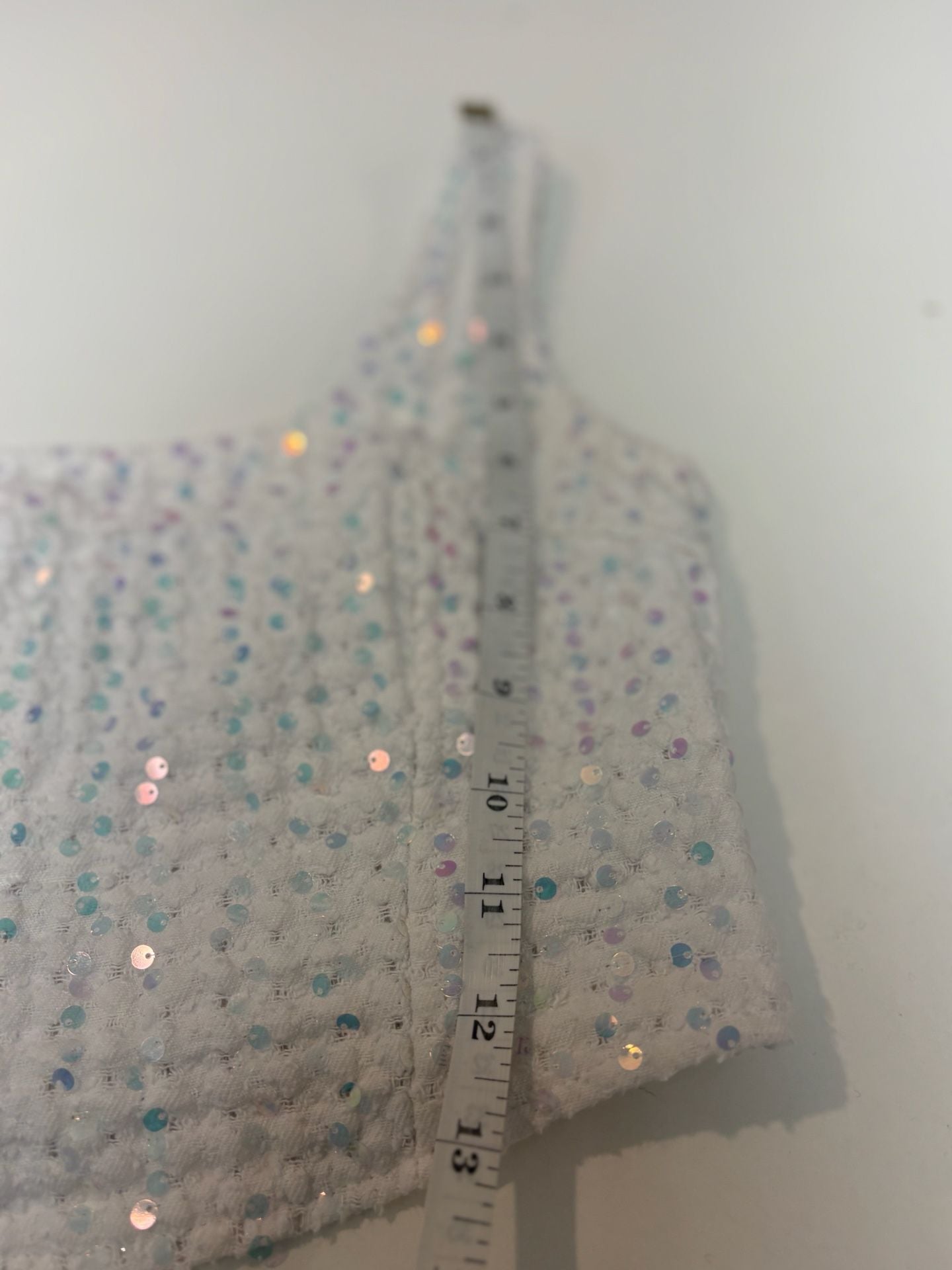 Steve Madden White Sequin Tweed Crop Top 7