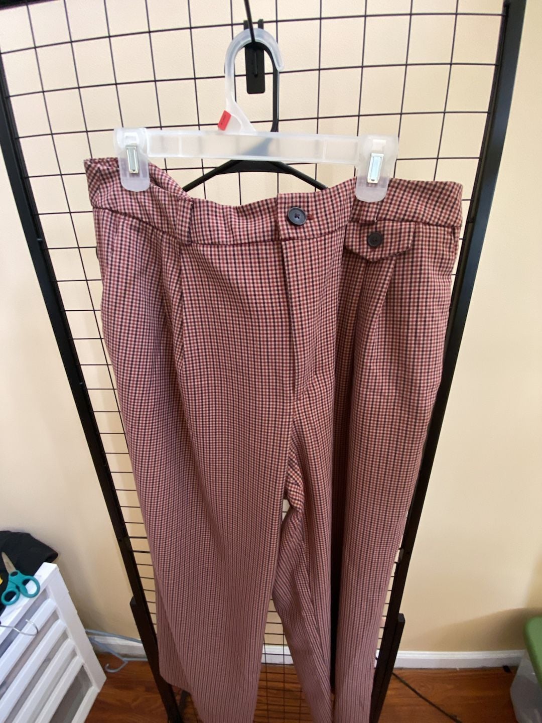 A New Day Pleated Tapered Pants Size 16 Brown Gingham Plaid Trousers 4