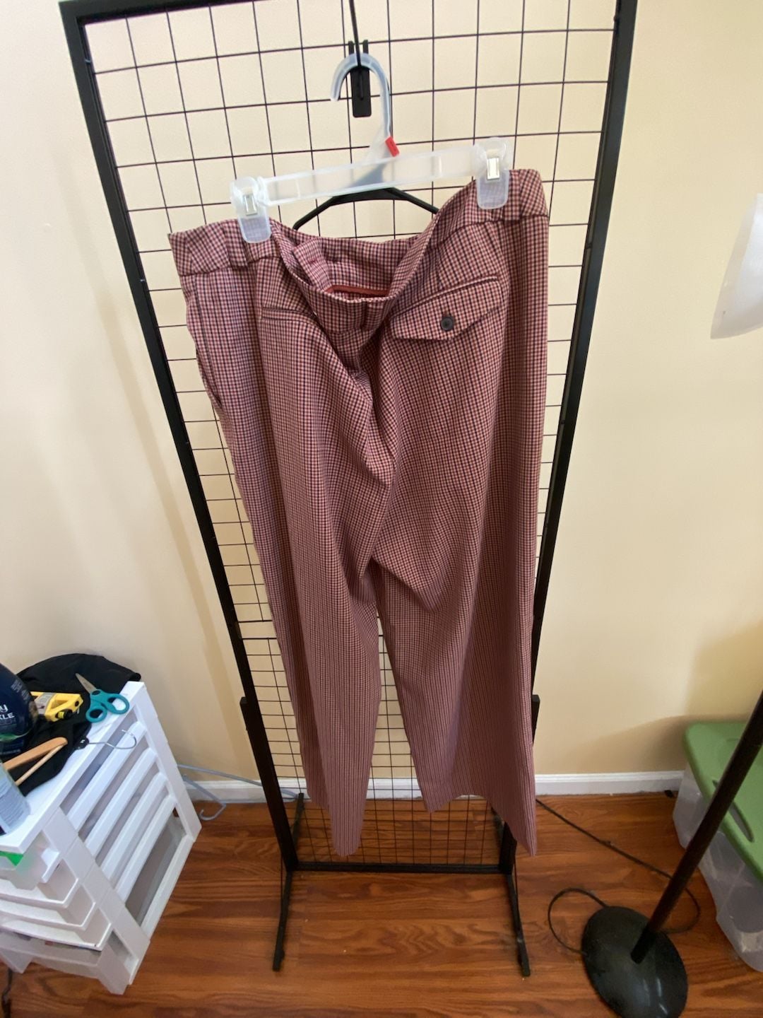 A New Day Pleated Tapered Pants Size 16 Brown Gingham Plaid Trousers 5