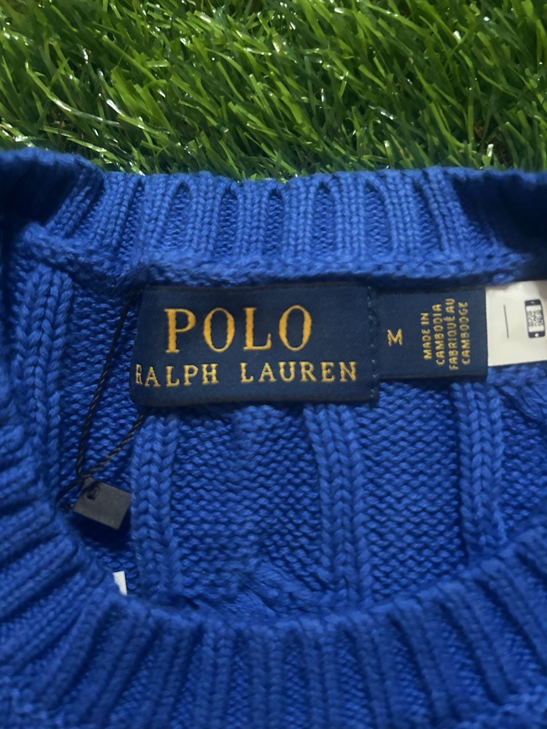 Ds Polo Ralph Lauren Blue Cable Knit Crewneck Sweater Size M 4