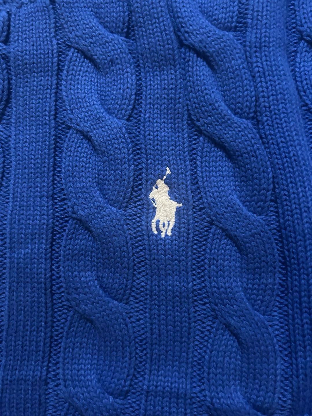 Ds Polo Ralph Lauren Blue Cable Knit Crewneck Sweater Size M 5