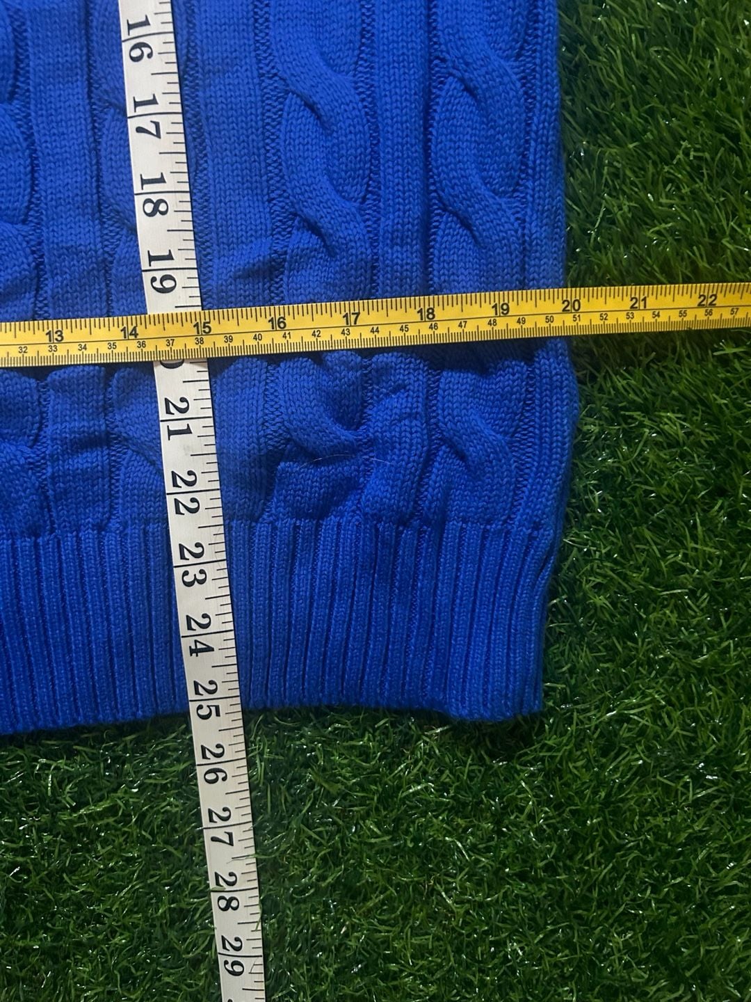 Ds Polo Ralph Lauren Blue Cable Knit Crewneck Sweater Size M 6