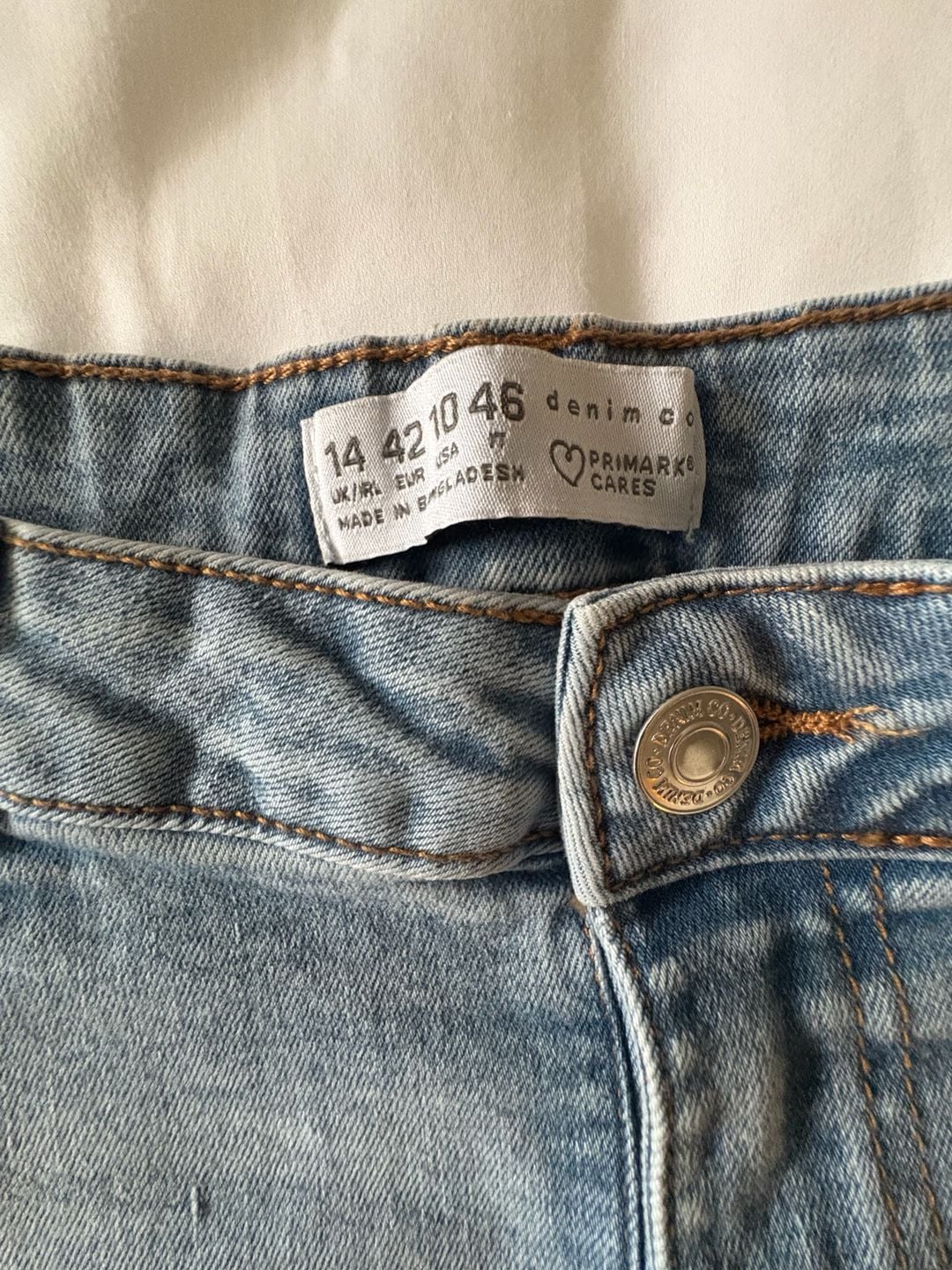 Primark Denim Co. Denim Skirt Size 14 Light Blue Midi Back Slit 3