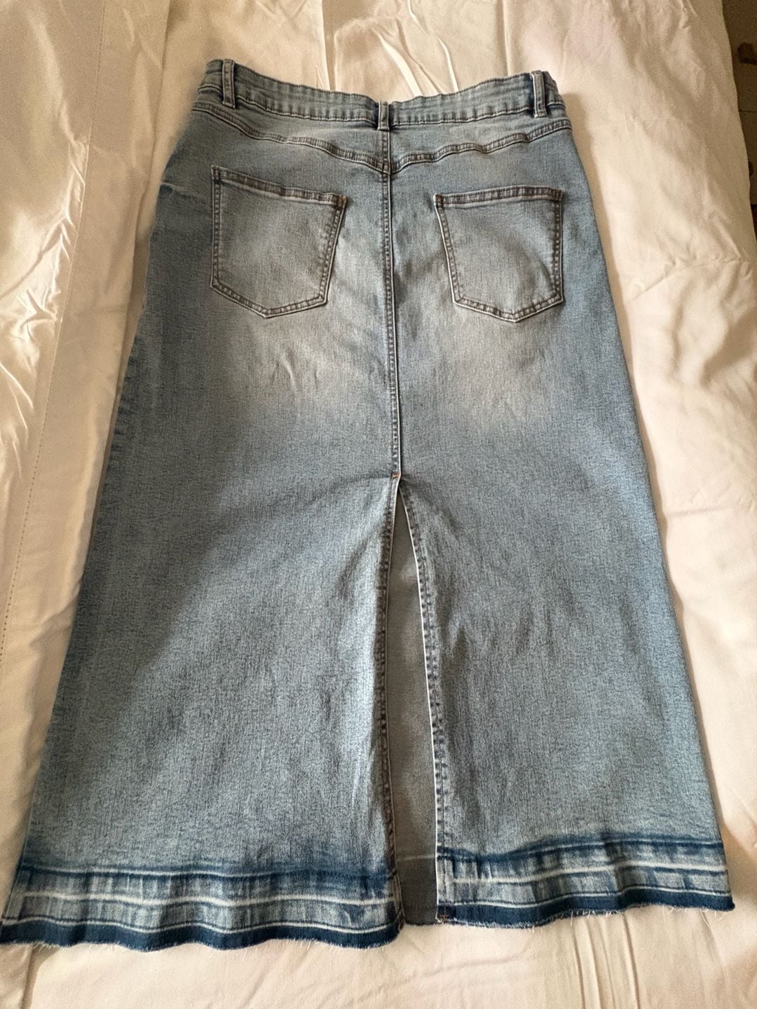 Primark Denim Co. Denim Skirt Size 14 Light Blue Midi Back Slit 4