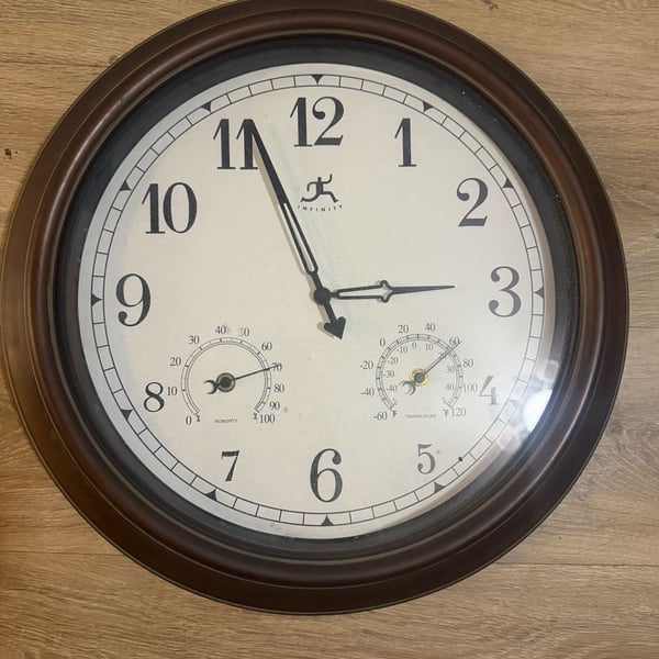 Infinity Instruments Forecaster Indoor Outdoor Wall Clock Bronze