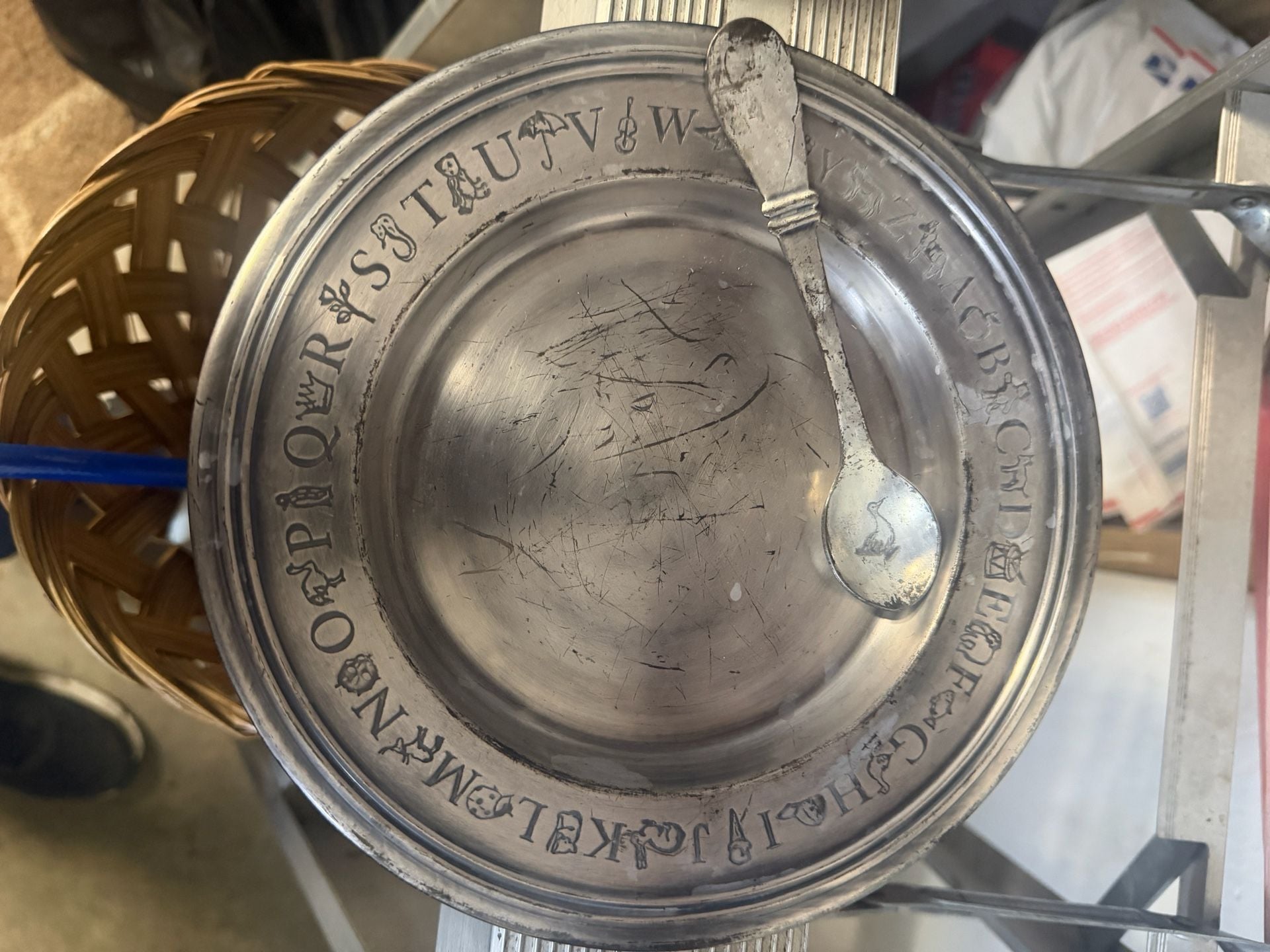 Wilton Armetale RWP Alphabet Child's Plate and Spoon 1