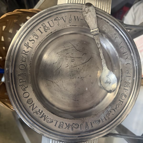 Wilton Armetale RWP Alphabet Child's Plate and Spoon