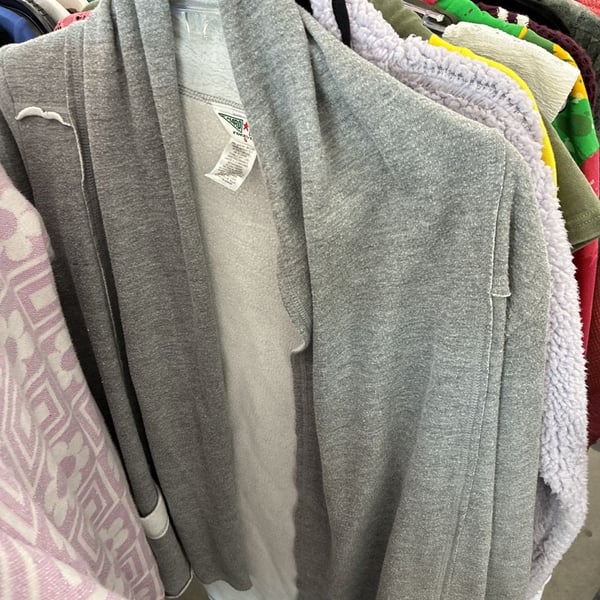 Hard Tail Forever Cardigan Size S Gray French Terry Open Front