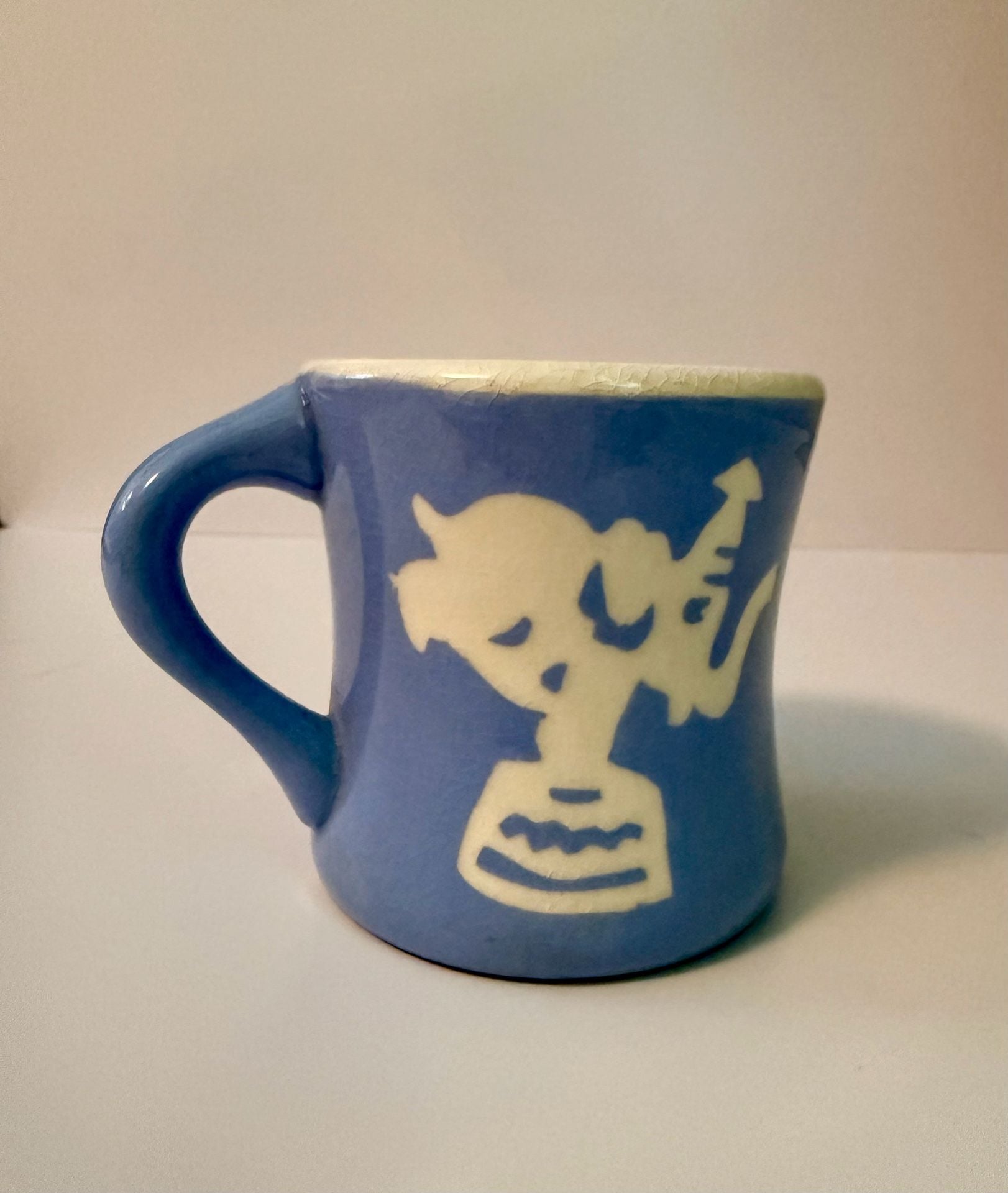 Harker Ware Pottery 1930’s/40’s Blue Mug Circus Soldier& Elephant 1
