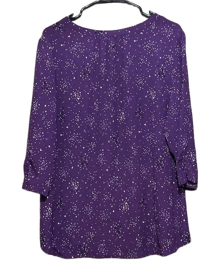 Croft & Barrow V-Neck Blouse Size XXL Purple Star Print Top 3