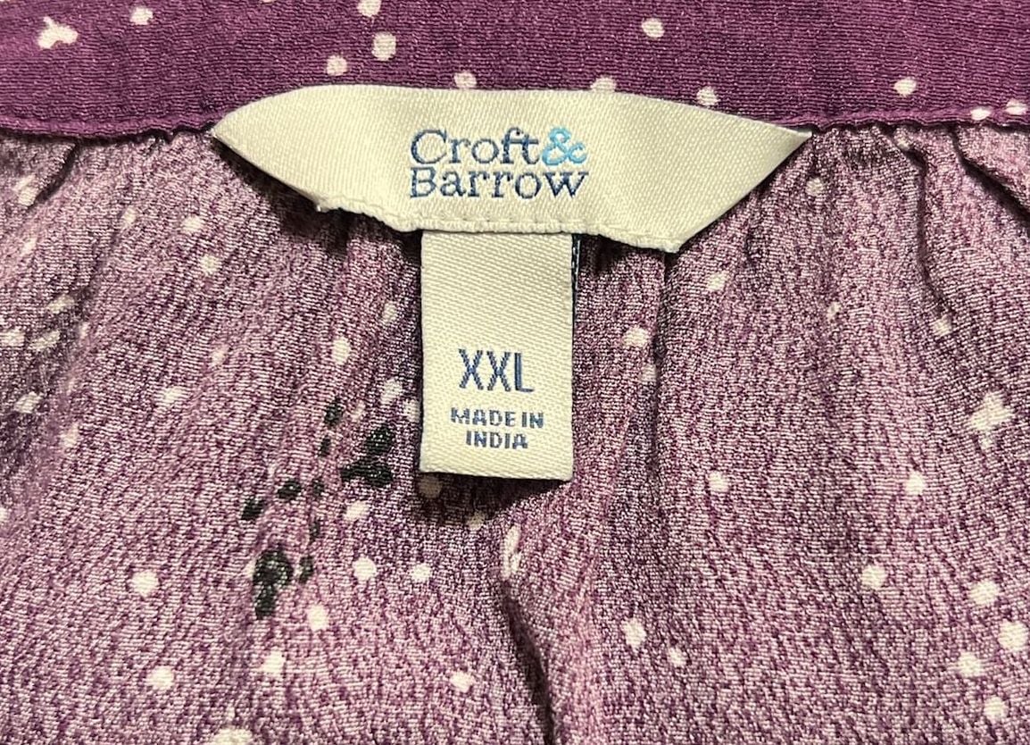 Croft & Barrow V-Neck Blouse Size XXL Purple Star Print Top 4
