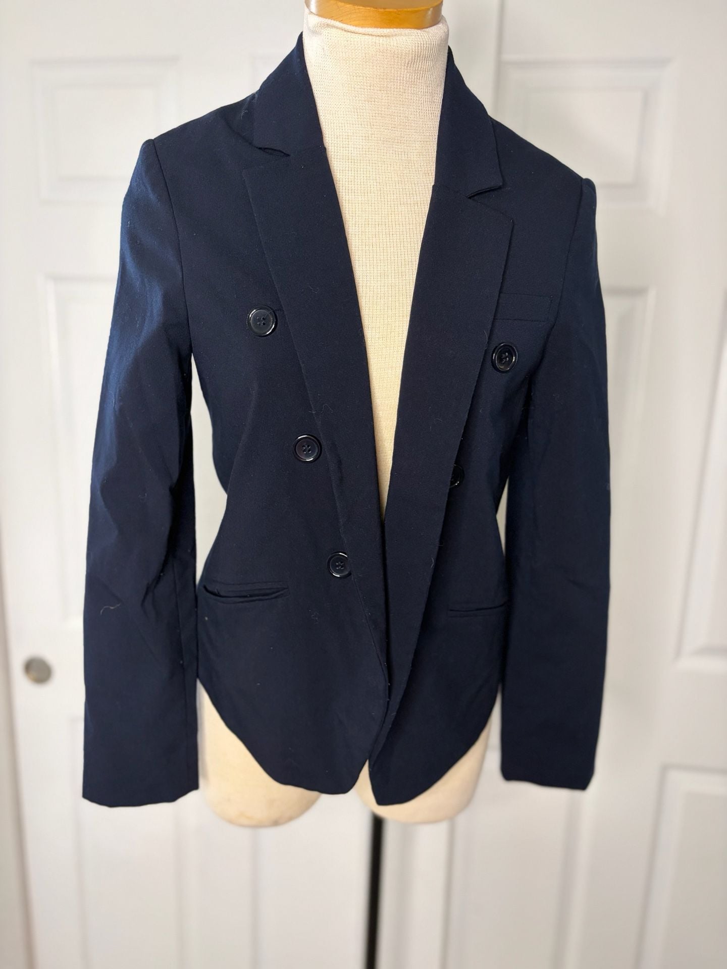 069-Forever 21 Double Breasted Blazer Size S Navy Blue Jacket 2