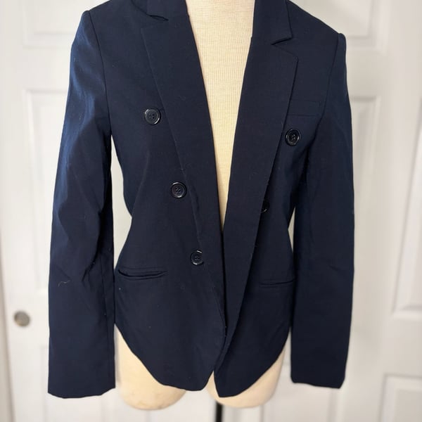 069-Forever 21 Double Breasted Blazer Size S Navy Blue Jacket