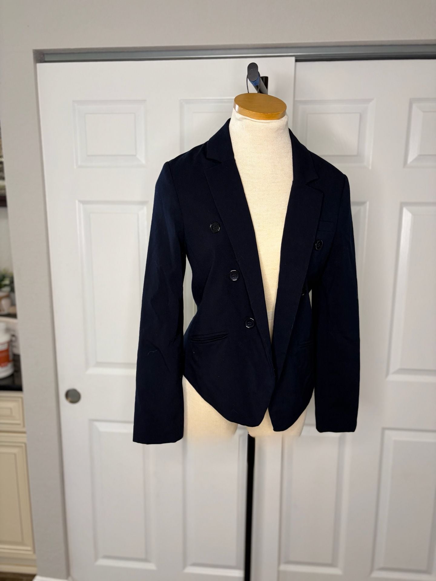 069-Forever 21 Double Breasted Blazer Size S Navy Blue Jacket 5