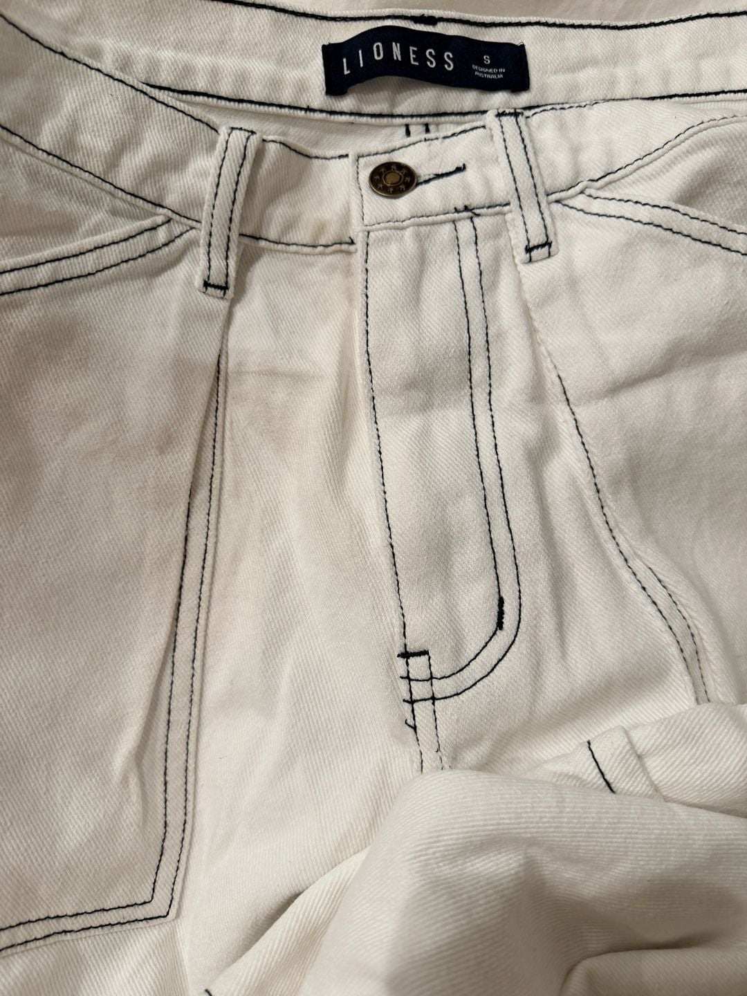 Lioness Miami Vice Cargo Pants Size S White Contrast Stitching 4