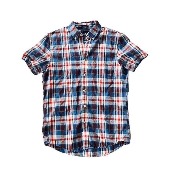 American Eagle Outfitters Plaid Button-Down Shirt Size S Blue Red