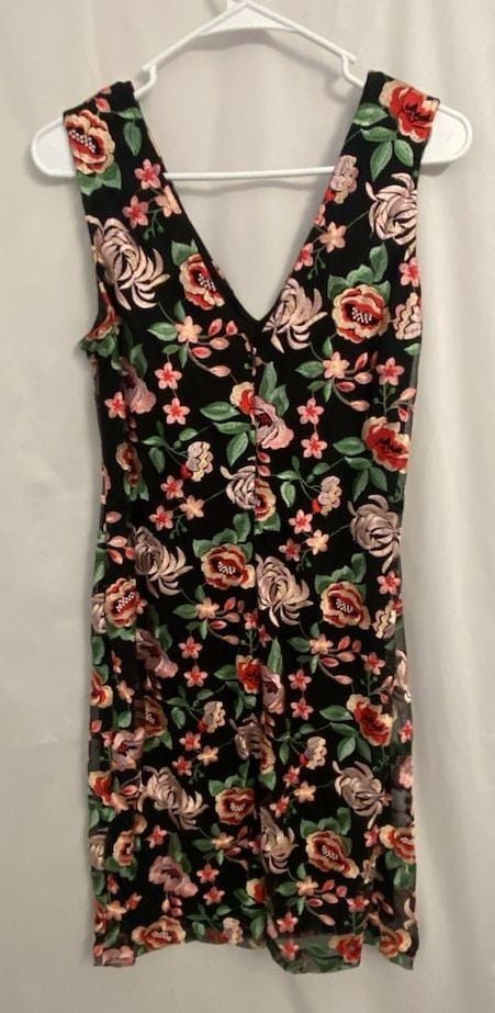 Donna Ricco New York Black Floral Embroidered Sleeveless V-Neck Midi Dress 4