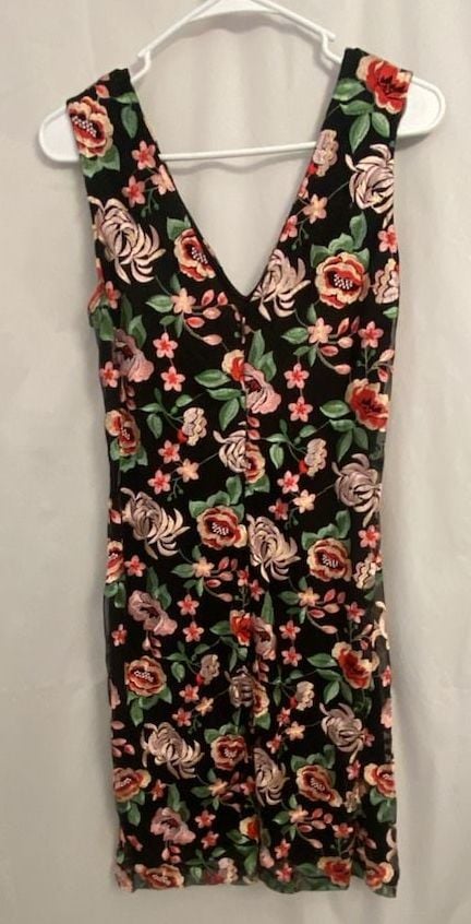 Donna Ricco New York Black Floral Embroidered Sleeveless V-Neck Midi Dress 7