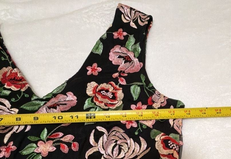 Donna Ricco New York Black Floral Embroidered Sleeveless V-Neck Midi Dress 11