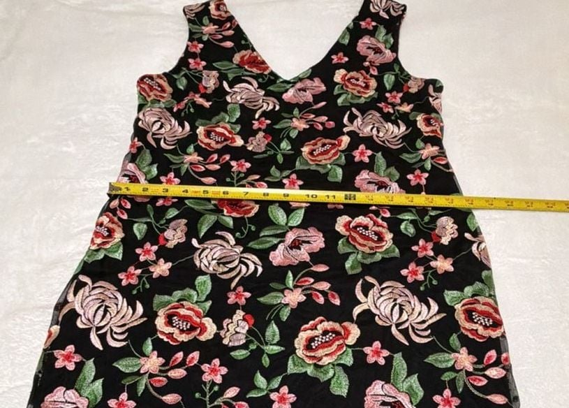 Donna Ricco New York Black Floral Embroidered Sleeveless V-Neck Midi Dress 12