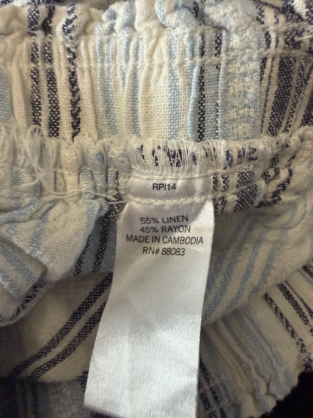 SO Striped Linen Blend Wide Leg Pants Size S Blue White Beach Lounge 4