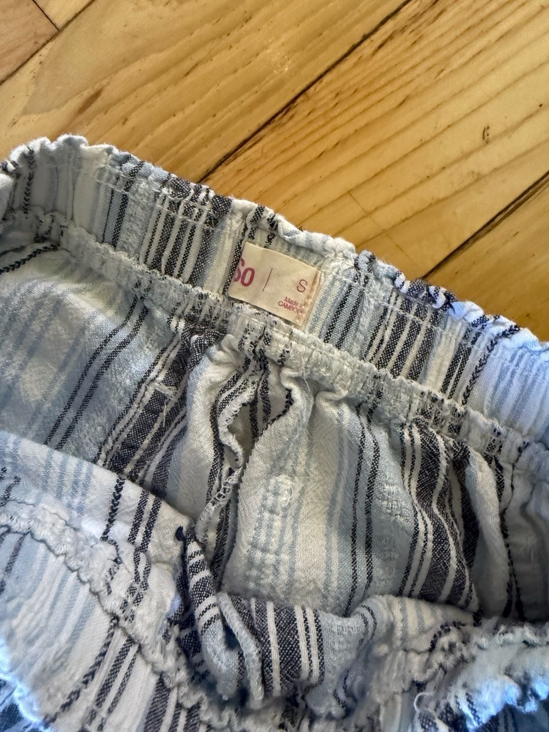 SO Striped Linen Blend Wide Leg Pants Size S Blue White Beach Lounge 5