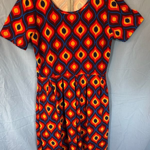 LuLaRoe Amelia Dress, Size 2XL, Geometric Print Exposed Zip