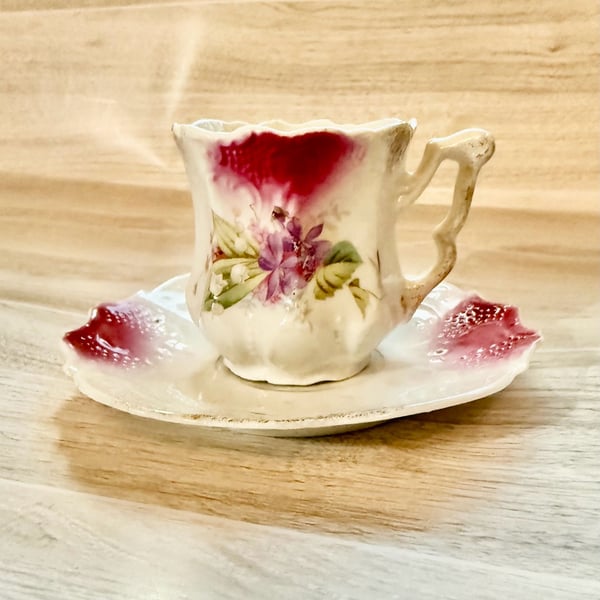 Vintage Floral Teacup And Saucer Set