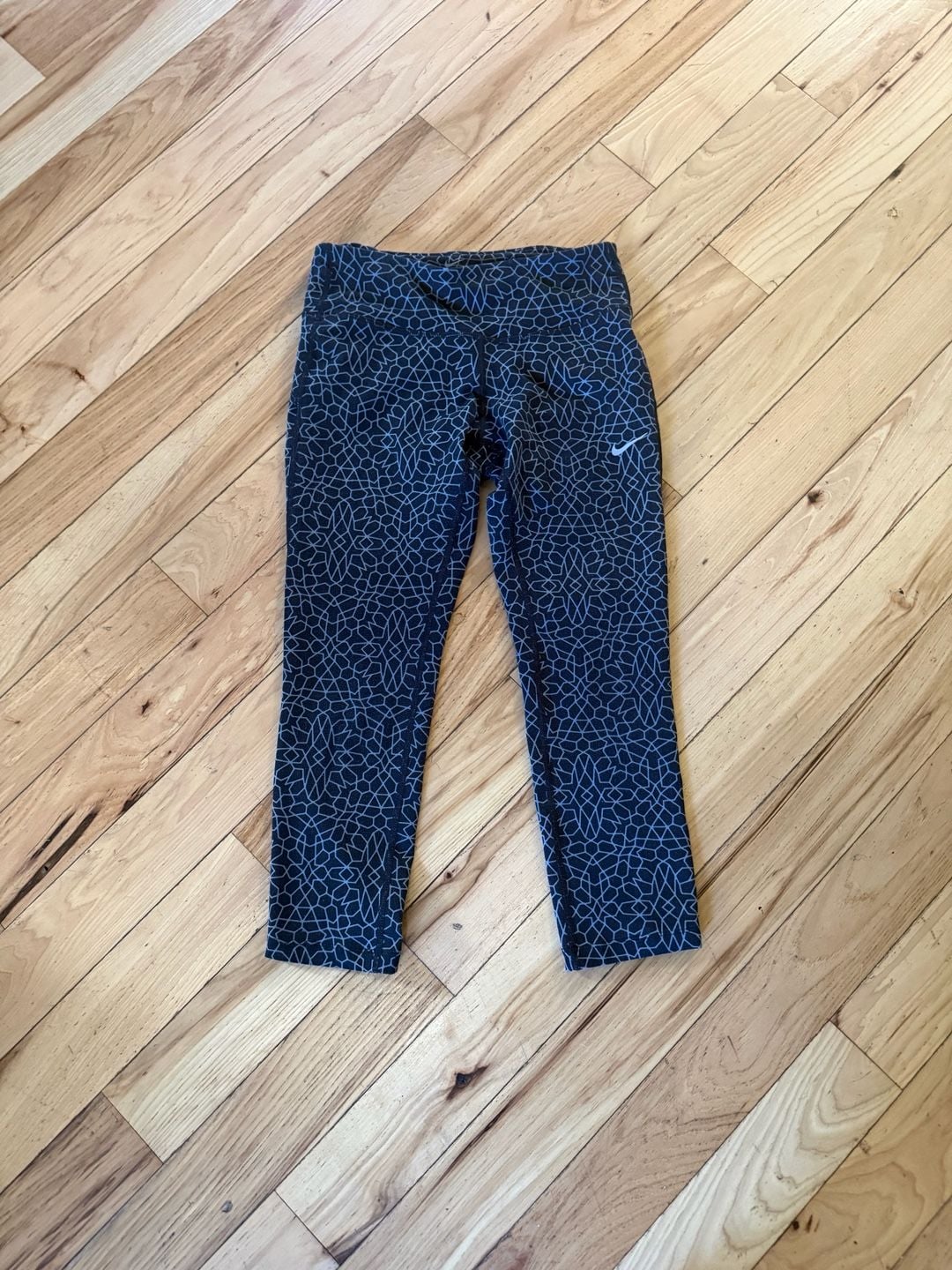 Nike Starglass Epic Run Crop Size XS Black Blue Patterned Running Tights 2